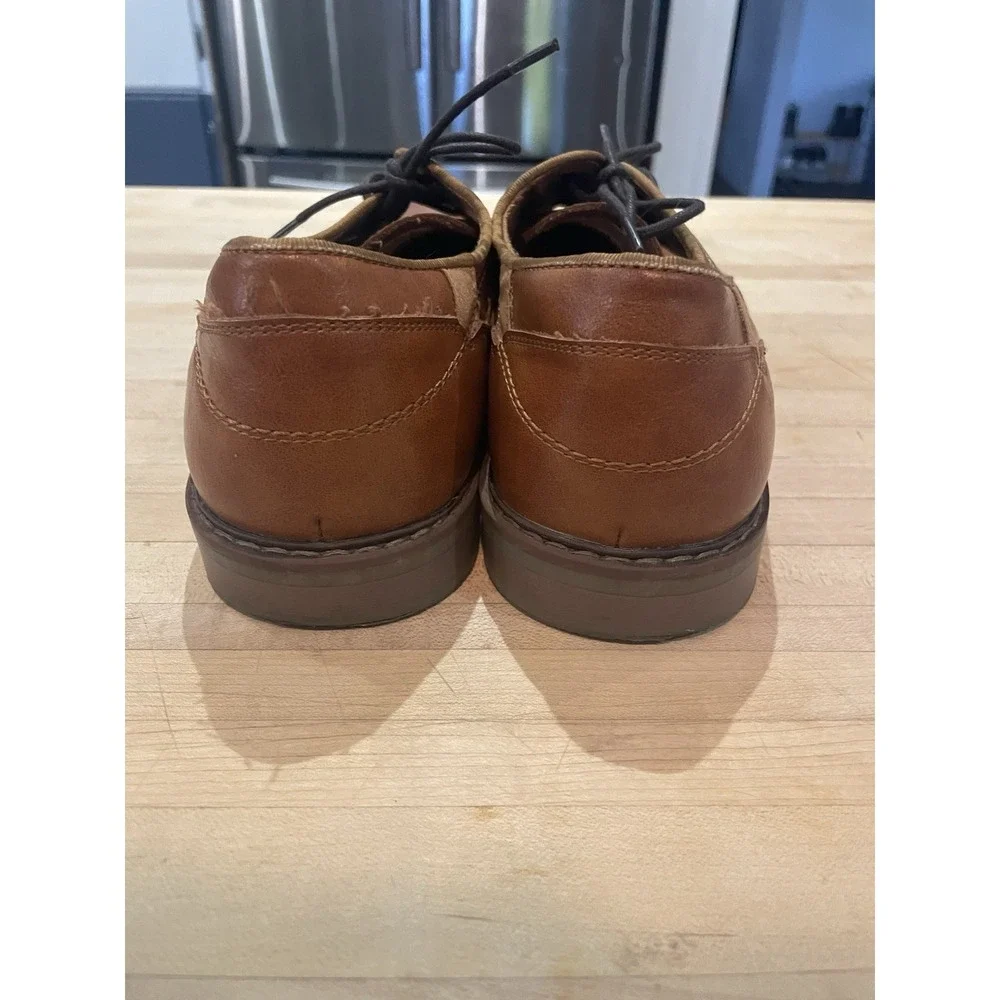 Freeman Rance Lace Up Dark Tan Brown Cognac Faux Leather Dress Shoes Boys 6 M